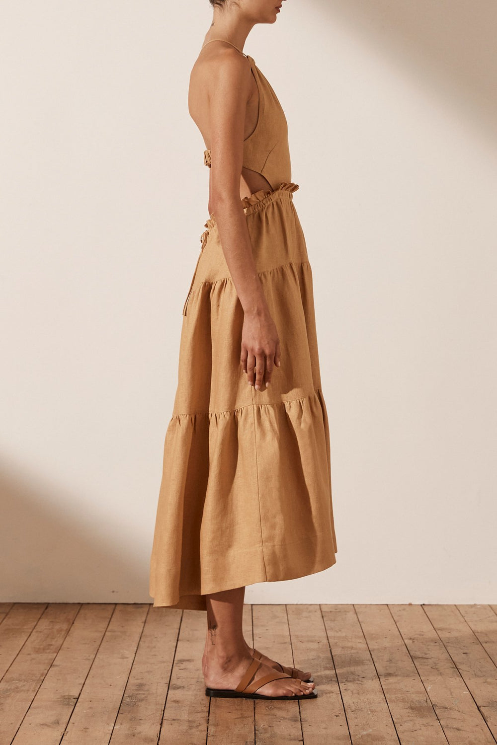 Aria Linen Backless Midi Dress | Ginger ...